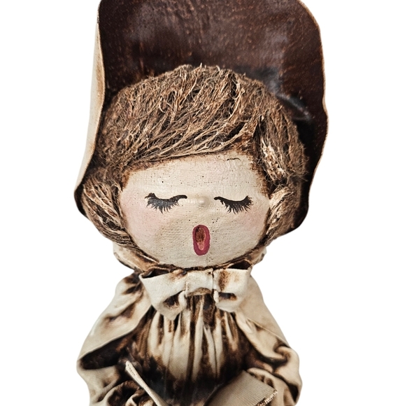 Vintage Minimalist Paper Mache‎ Boy & Girl 12" Christmas Caroler Set of 2 - Picture 8 of 10